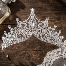 Silver Crystal Rhinestone Tiara Bridal Prom Crown Coquette Princess Headpiece