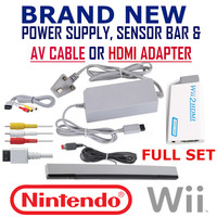 Nintendo Wii Power Supply Sensor Bar UK Plug Choose HDMI or TV Cable PSU
