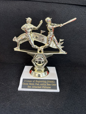 5 1/2'' Double Action Star Baseball Trophy. (Please See All Photos)