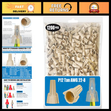 1200 PCS Winged Tan Wire Nuts 12 Gauge, Easy Twist-On Connectors, Heavy Duty Rib