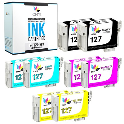 8PK CMYi Replacement 127 Multipack Ink Cartridge for Epson Workforce 545 60 630