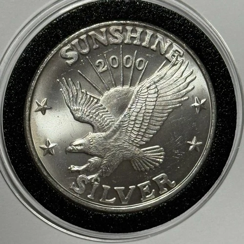 2000 Sunshine Silver Eagle RARE Vintage Coin 1 Troy Oz .999 Fine Round Medal 999