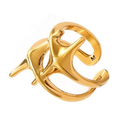 Exquisite Gold/Steel Plated Crosses Star Ring for Personal Expression and Belief