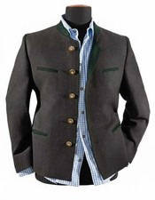 Men Bavarian Trachten Jacket Charcoal Grey Tyrol Loden Oktoberfest Coat