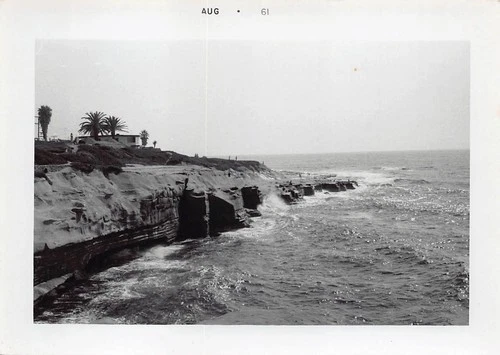 1961 Sunset Cliffs San Diego 1960s Photo Ocean Beach Rocks House Serene Peaceful - product listing photo