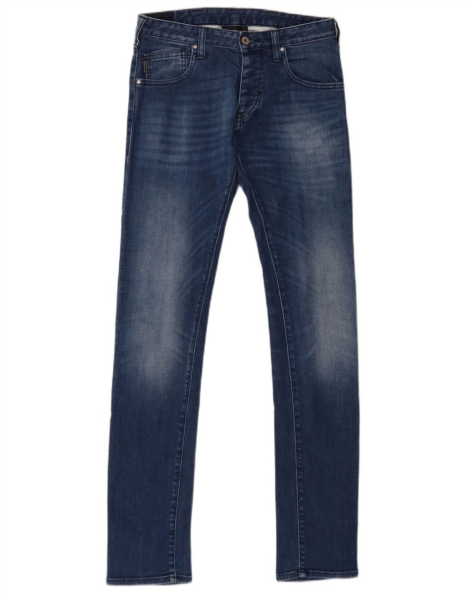 EMPORIO ARMANI ダークブルーストレートデニム 28 Emporio Armani Womens Skinny Jeans W28 L32 Blue Cotton BR53 | eBay