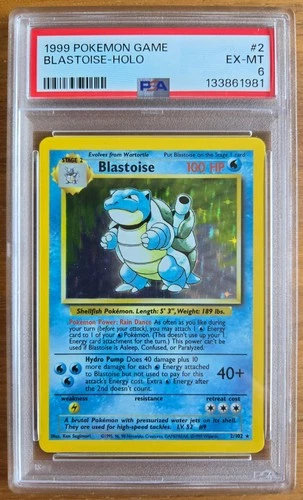Blastoise 002/102 Base Set Holo Rare  1999 WOTC PSA 6