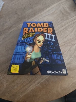 Tomb Raider III Adventures Lara Croft Vintage PC game Trapezoid Box FREE SHIP
