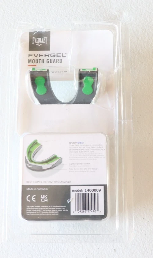 Everlast Evergel Single Mouthguard Boxing MMA Sparring One Size White Green - Image 2 of 4