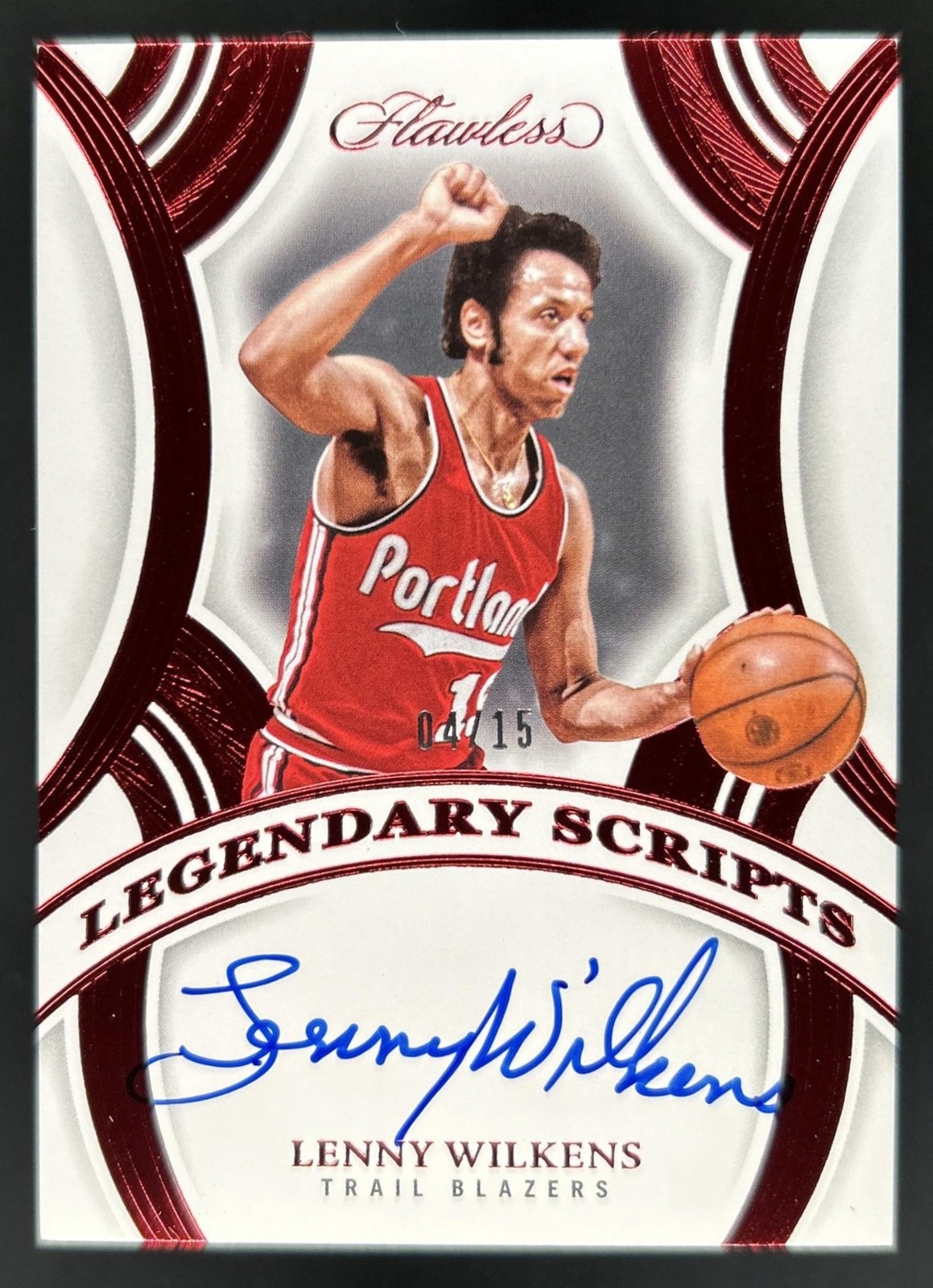 2024-25 Panini Flawless Lenny Wilkens Legendary Scripts Ruby Auto Autograph #/15