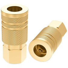 1/4" NPT Brass Female Industrial Air Hose Coupler 2 Pack Quick Connect Fitting
