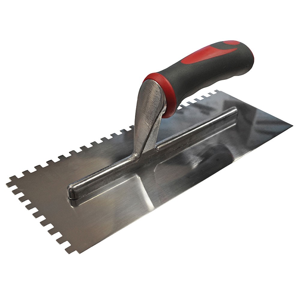 Faithfull Notched Trowel Serrated 6mm S/Steel Soft Grip Handle