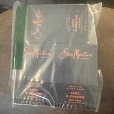 Lot of 3 SheaMoisture African Black Soap Calm and Clearing Bar Soap
