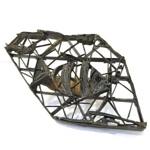 Vintage Concrete Stamp - Welded Industrial Sculpture Fish Nautical Tool