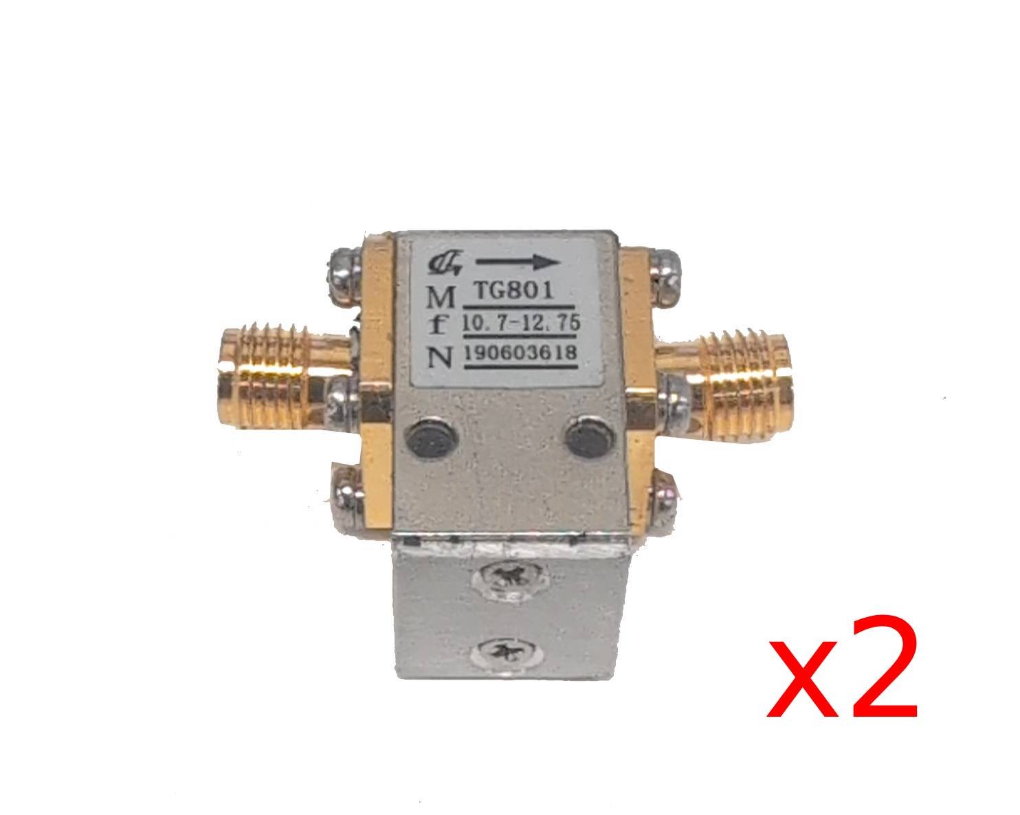 Lot of 2 Racomtech TG801 10.7-12.75Ghz Coaxial Ferrite Isolator SMA to SMA
