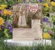 New Bucilla Stamped Embroidery Girl  s Dress Kit Floral Swag Ages 3-8