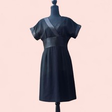 Asian Mod Preppy TAHARI Arthur S. Levine Black Kimono Short Sleeve Style Dress 6