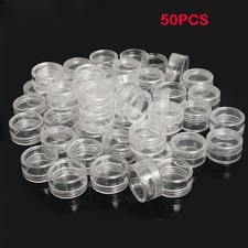 Storage Cups Clear Plastic Jewelry Bead Makeup Box Small Round Container 50pcs