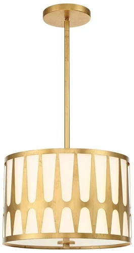 Crystorama Royston 15" Wide Antique Gold Drum Pendant Light - Picture 2 of 6