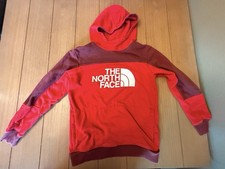North Face Hoodie Boys Large Red Pullover Logo Hooded Sweatshirt Youth Kangaroo
