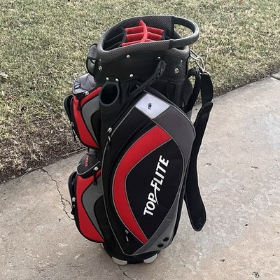 Top Flite Gamer Golf Cart Bag | 14-Way Divider | Black/Red/Silver | Smart Lift