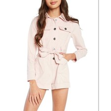 BARDOT JUNIOR Girl Rae Utility Playsuit Size 8 Blush Pink Short Sleeve Belt NWT