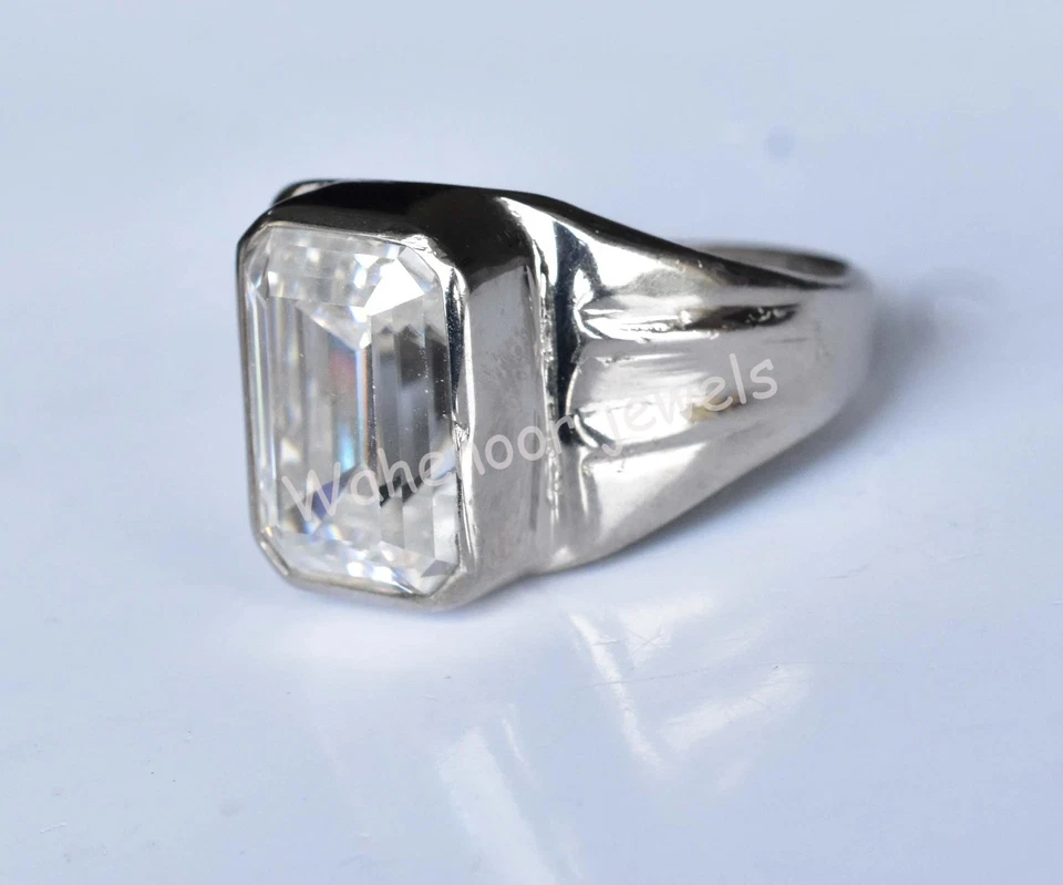 43.15 TCW GRA Moissanite Emerald Cut 925 Sterling Silver Men Ring AGL Certified - Image 4 of 4
