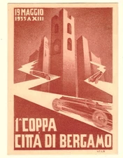 POSTCARD ITALIAN 1935 AUTO RACE COPPA CITTA DI BERGAMO (SBA)