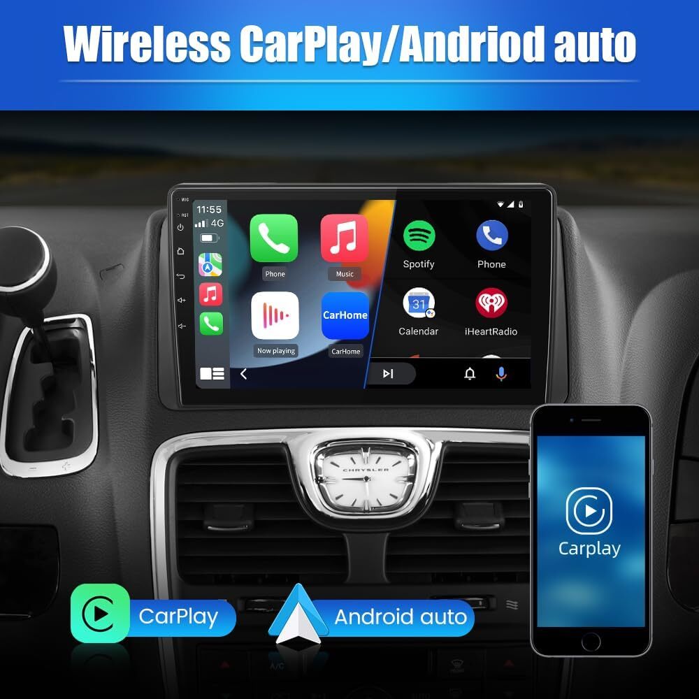 Android 13 Car Stereo For Dodge Grand Caravan 2011-2020 - 9 Inch Touch Screen With Wireless CarPlay