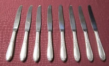 KING EDWARD 8 Hollow Handle Dinner Knives Silverplate 1951 No Monograms       GU