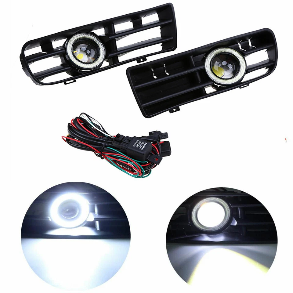 Pair Fog Light LED Front Bumper Grille DRL Lamp For VW Jetta Bora Mk4 1999-2004 - Изображение 2 из 4