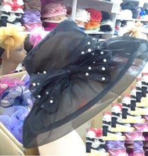 Pear Clear Bow Kentucky Derby Wedding Hat Church Wide Brim Dressy Cocktail Beach