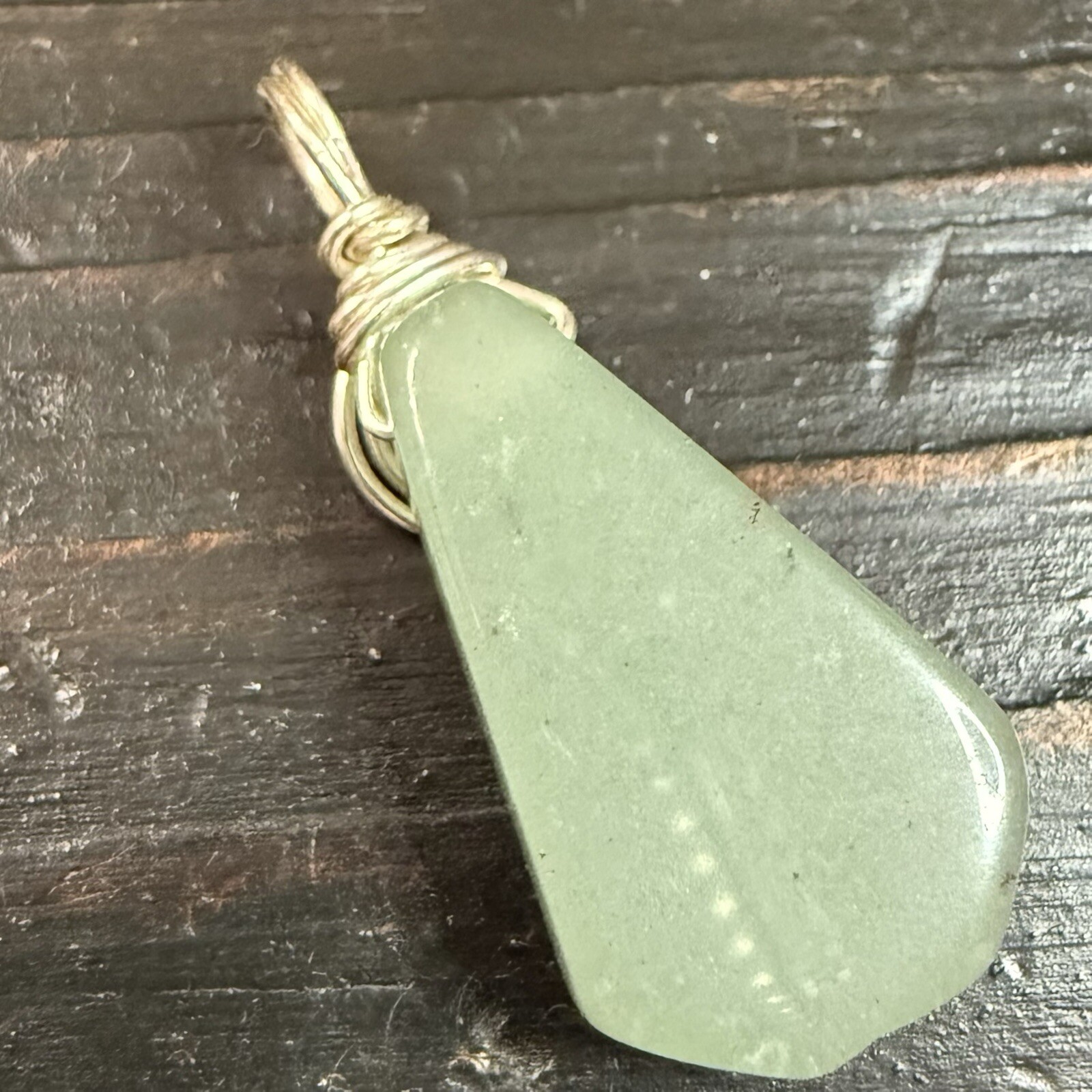 Natural Green Aventurine Crystal Stone Pendant Silver Tone