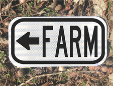 FARM road sign 12"x6" - DOT style feed field crop farmer produce livestock lf
