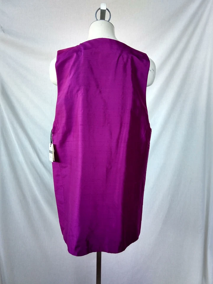 Chaleco estilo túnica Dana Buchman seda nuevo con etiquetas fucsia talla M Foto 2 de 4