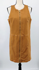 NEW SPARTINA 449 Full Zip Pinafore Sleeveless Tank Dress Cotton Pockets Lined M