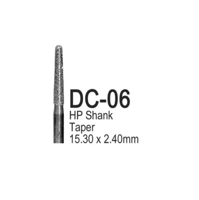 BesQual Diamond Coated Burs - DC06, Taper 6/Bx. HP Shank 2.35mm