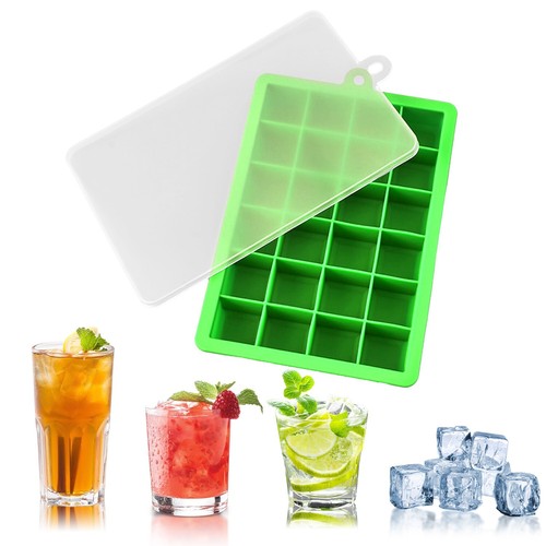 Ice Cube Tray, Silicone Ice Tray,24 Grids Ice Cube Molds with Lids, Stackable - Picture 4 of 13