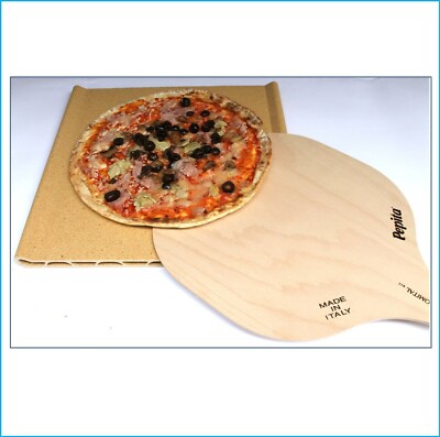 feuerfeste Steinplatte Backblech für Pizza mit Schaufel Rezeptbuch
