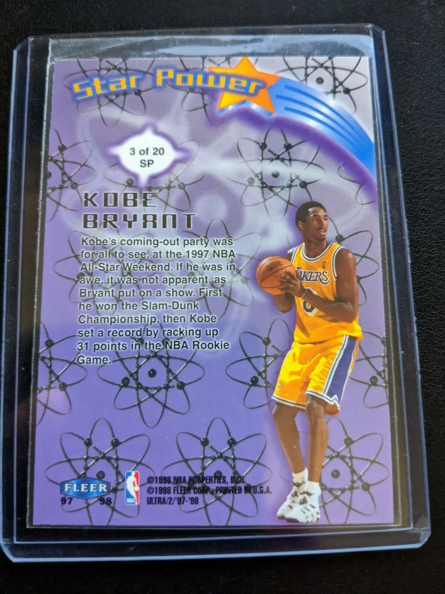 Kobe Bryant 97-98 Fleer Ultra Star Power Insert #3 of 20 LA Lakers 2nd Yr RC