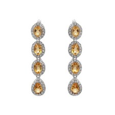 Natural Citrine Long Earrings 925 Sterling Silver Christmas Jewelry Gift Women