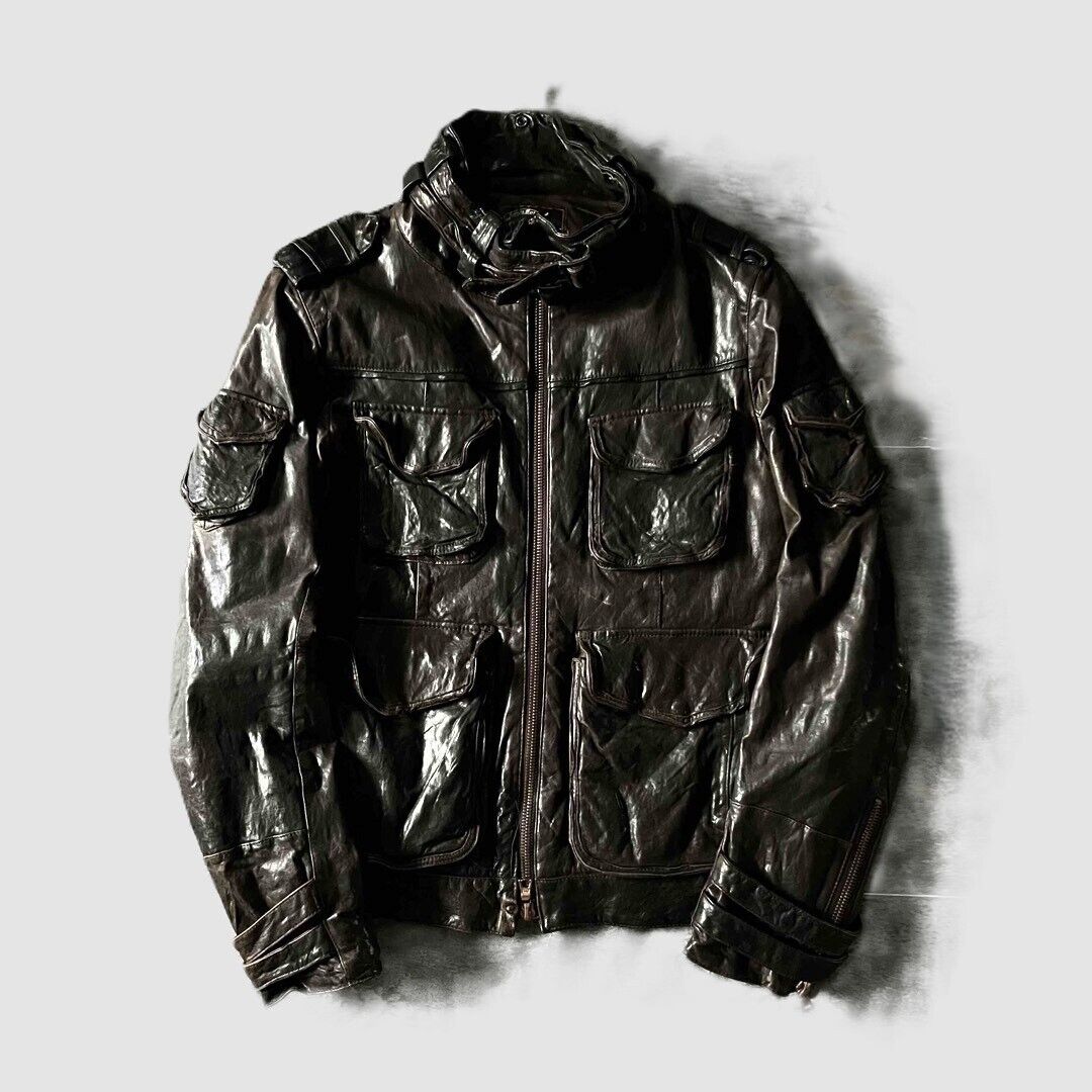 00S Tornado Mart Archive Rare Gimmick Belt Leather Jacket 00S Tornado Mart Archive Rare Gimmick Belt Leather Jacket