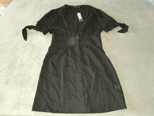 Womens Nasty Gal -  Button Down Tie Bow Sleeves Mini Dress - Size 10 - BNWT 