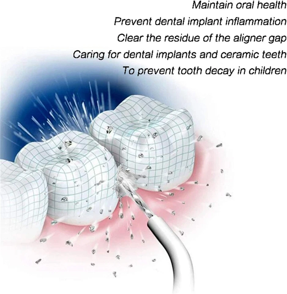 Frenos ortopédicos para picar dientes cable de alimentación de aire chorro de agua dental con hilo dental Oral Power como se ve en la televisión Foto 4 de 4