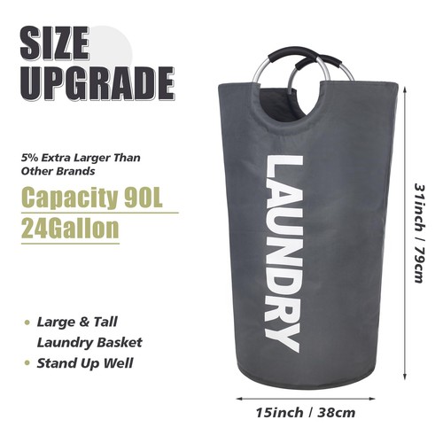 90L Large Laundry Basket Laundry Hamper Stands Up Well Laundry Bag with Padde... - Picture 2 of 7