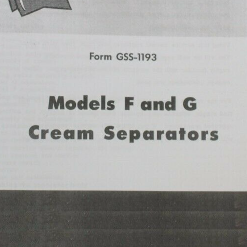IH International Harvester McCormick F G Cream Separator Service Manual BRSM - Picture 9 of 12
