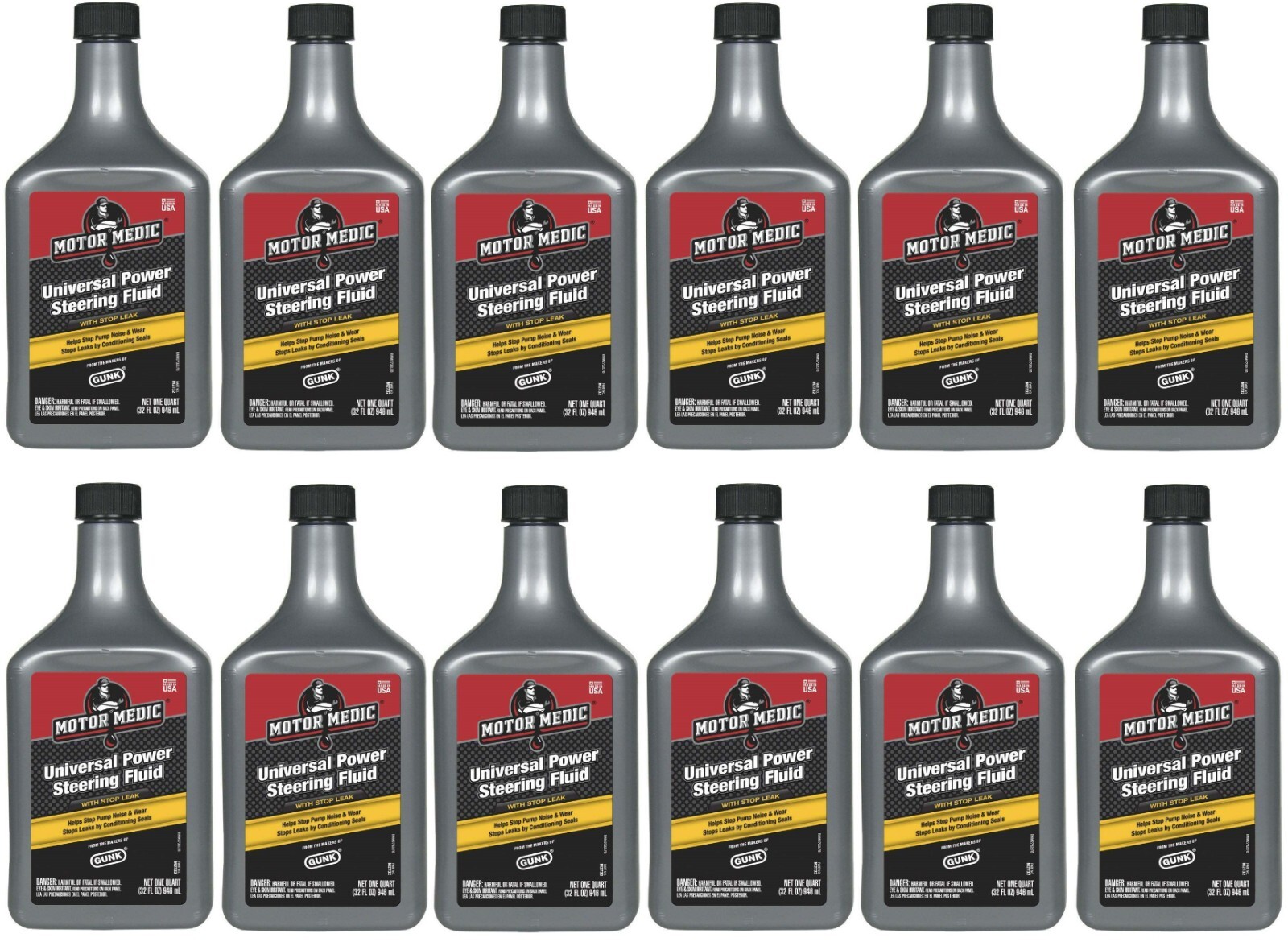 Motor Medic M2732 Universal Power Steering Fluid With Stop Leak 32 Oz