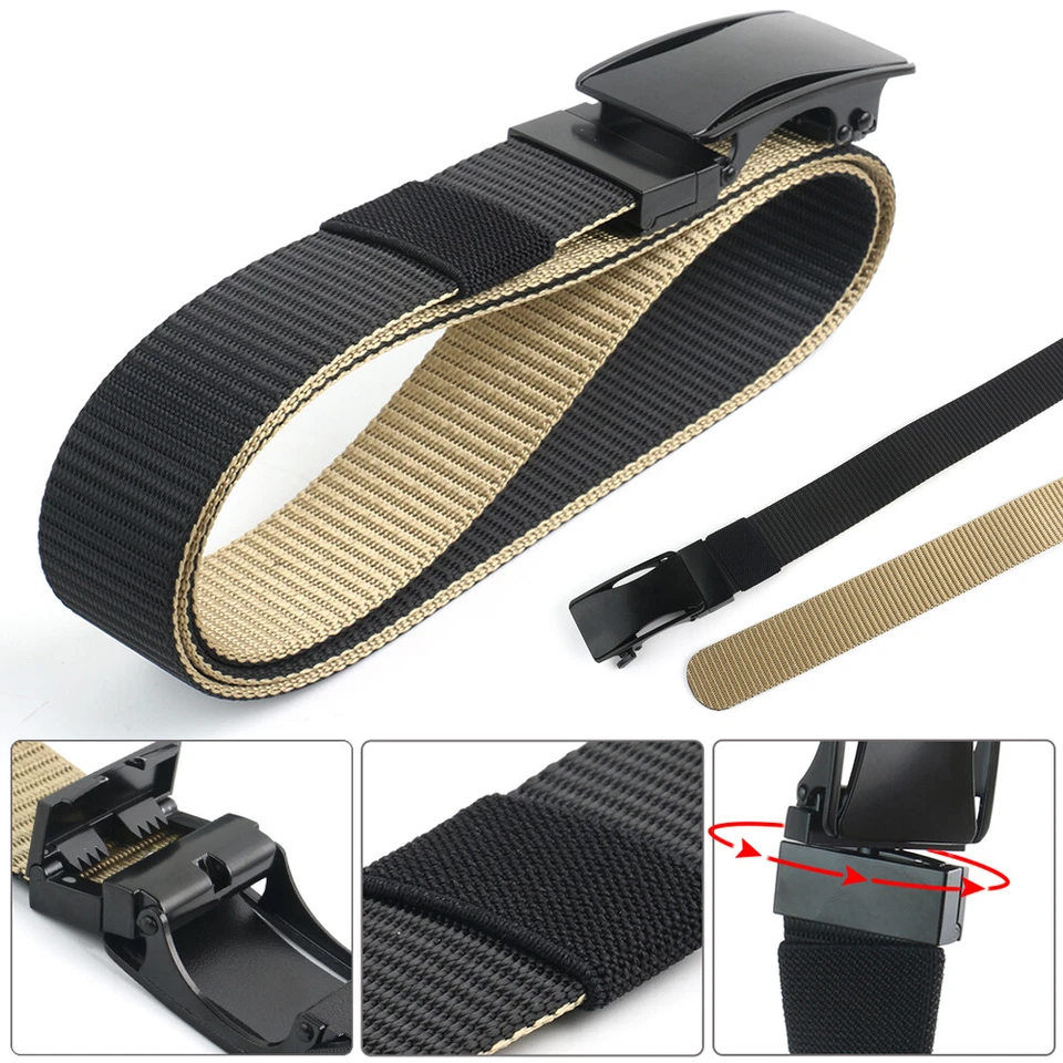 Cinturón táctico de trinquete para hombre cinturones de tela de nailon para hombre con hebilla deslizante automática Foto 3 de 4