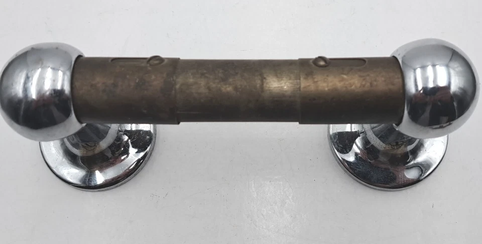 Soporte de papel higiénico antiguo/vintage niquelado victoriano Art Deco  Foto 4 de 4