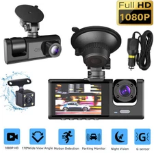 HD 1080P Car Dual Lens Dash Cam Front/Rear/Inside Video Recorder Camera G-sensor